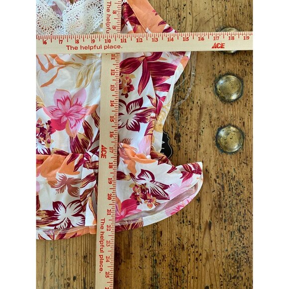 A.U.W Women’s Sleeveless Floral Keyhole Halter Top M Polyester Blend NEW - Picture 7 of 7